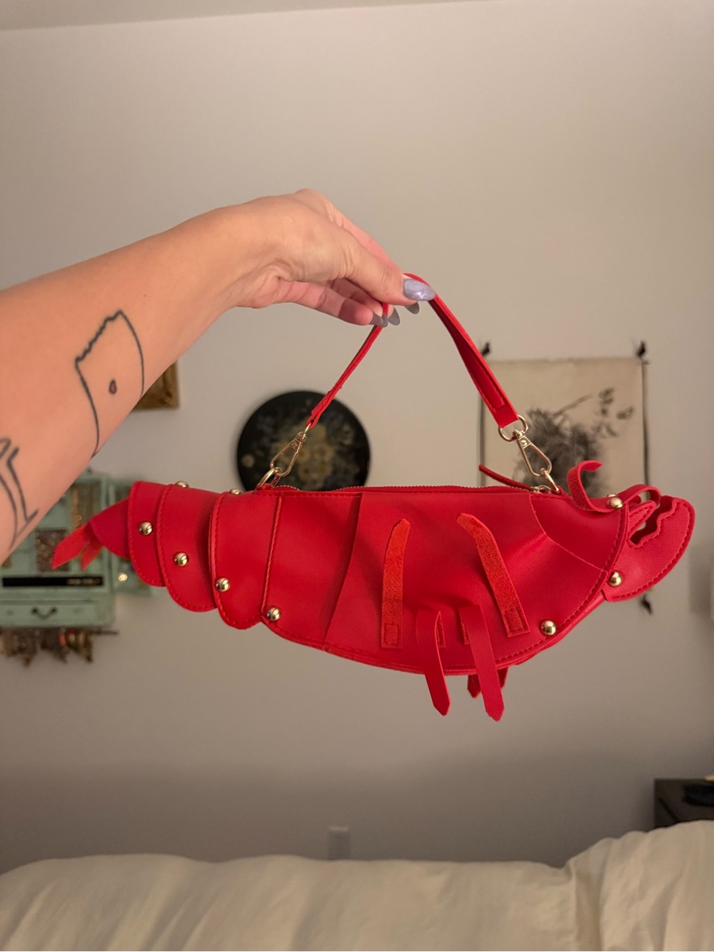 Lobster Red Vegan Leather Novelty Shoulder Purse 🦞